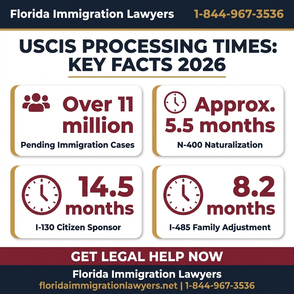 USCIS processing times Florida 2026 key statistics and data Florida 2026
