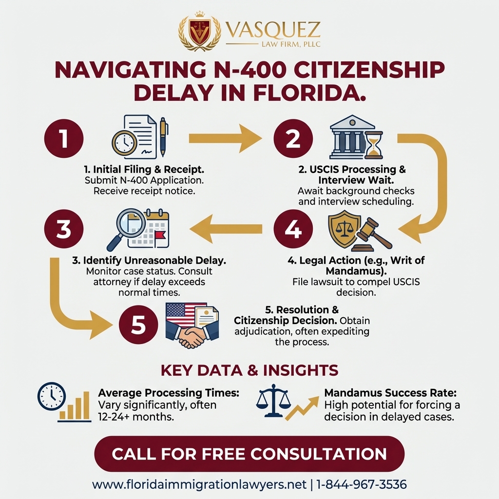 Key Statistics and Data for Retraso en la Ciudadanía: N-400 en Florida