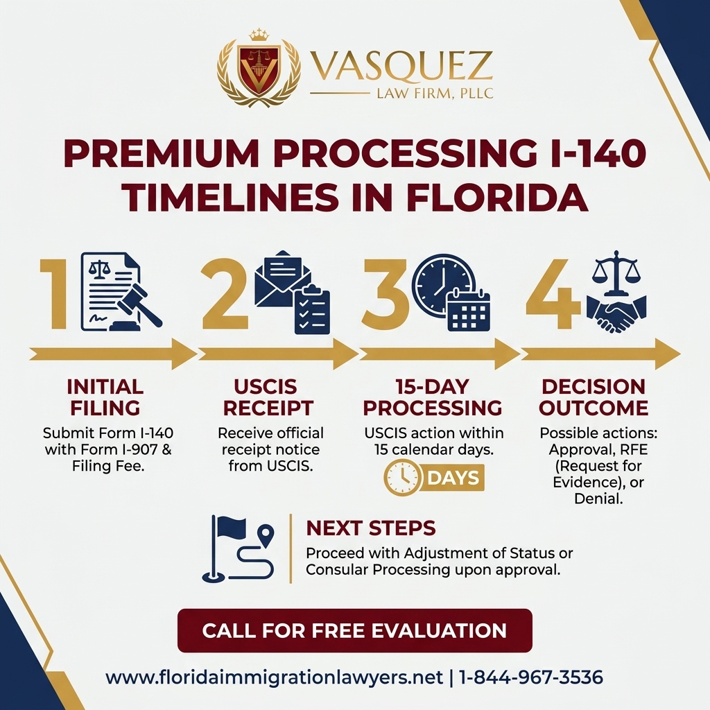 Key Statistics and Data for Tiempos de Procesamiento Premium para I-140 en Florida