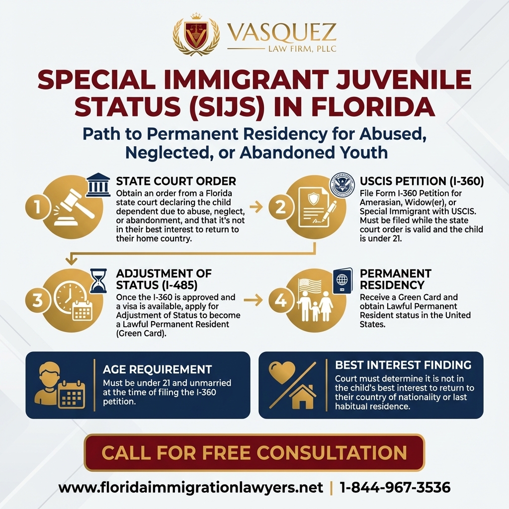 Process Timeline for Estatus de Inmigrante Juvenil Especial en Florida