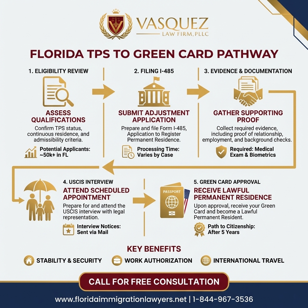 Process Timeline for TPS to Green Card Pathway in Florida