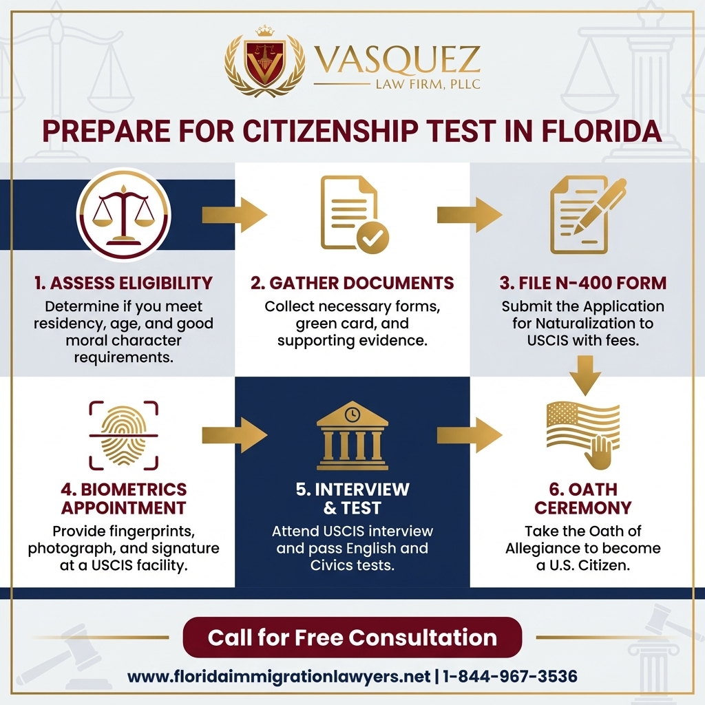 Process Timeline for Prepare for Citizenship Test in Florida