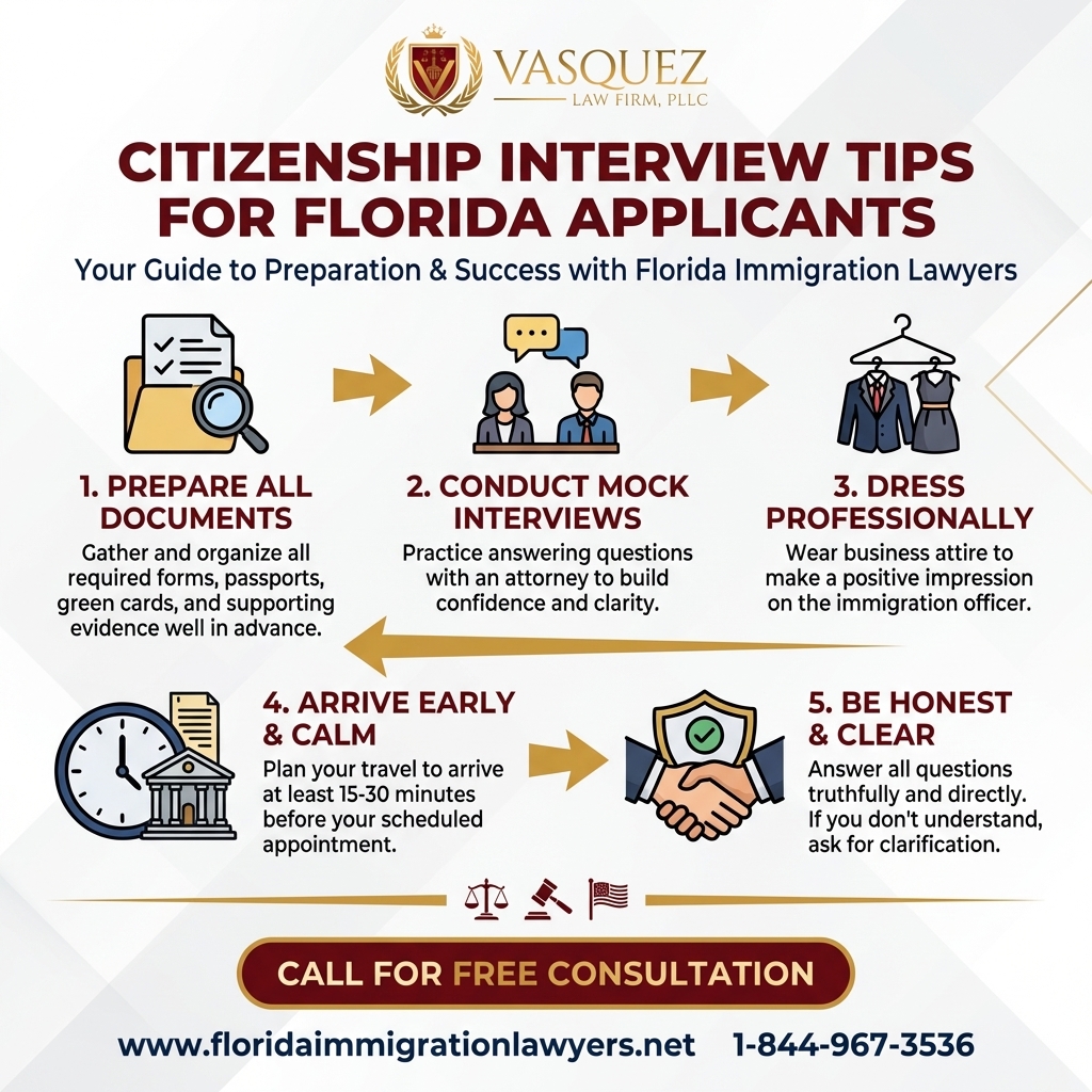 Process Timeline for Consejos para la Entrevista de Ciudadanía en Florida