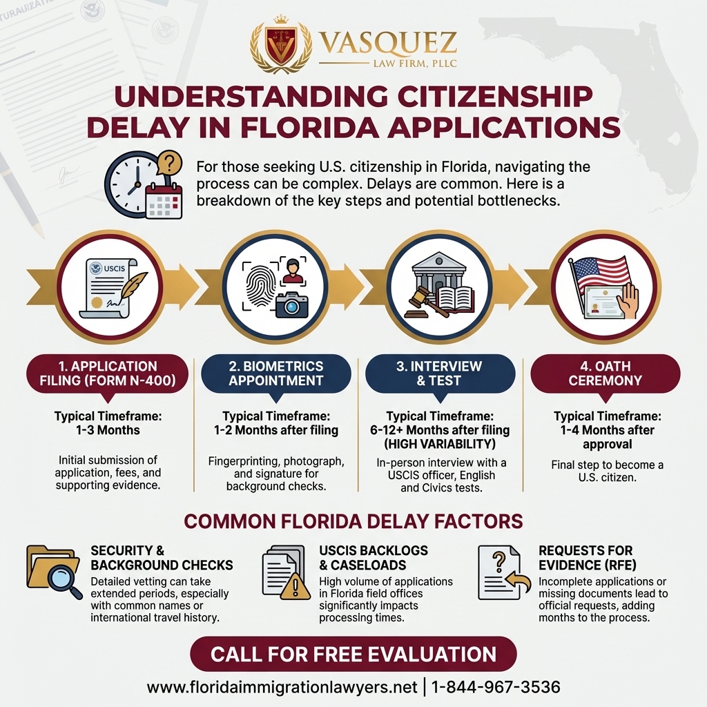 Process Timeline for Entendiendo Retrasos en Solicitudes de Ciudadanía en Florida