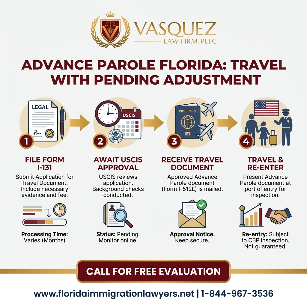 Process Timeline for Permiso Adelantado Florida: Viaje con Ajuste Pendiente