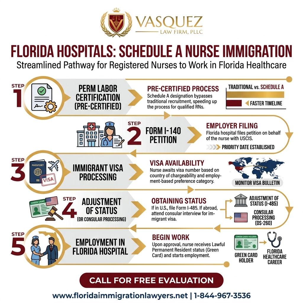 Process Timeline for Schedule A Nurse Immigration for Florida Hospitals