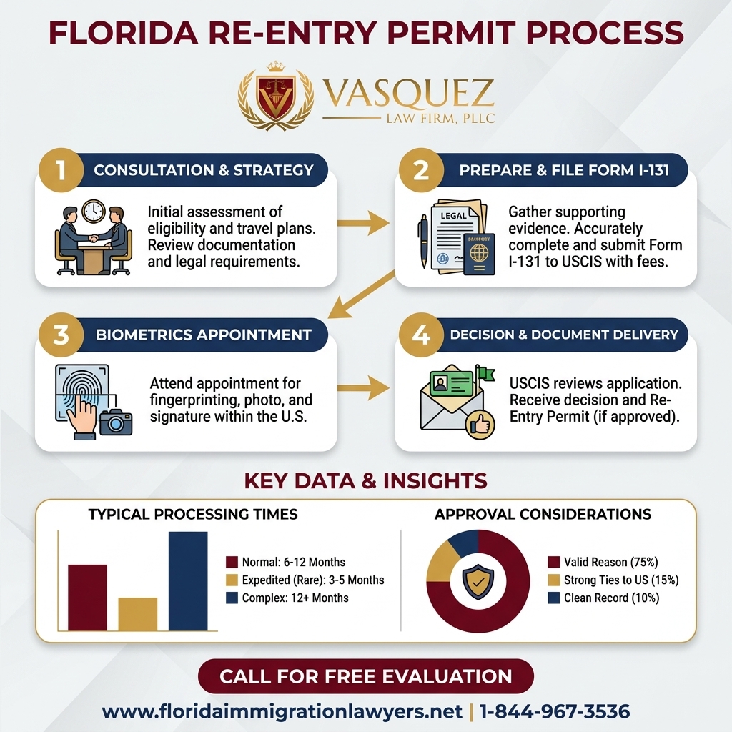 Process Timeline for Permiso de Reingreso para Residentes en Florida