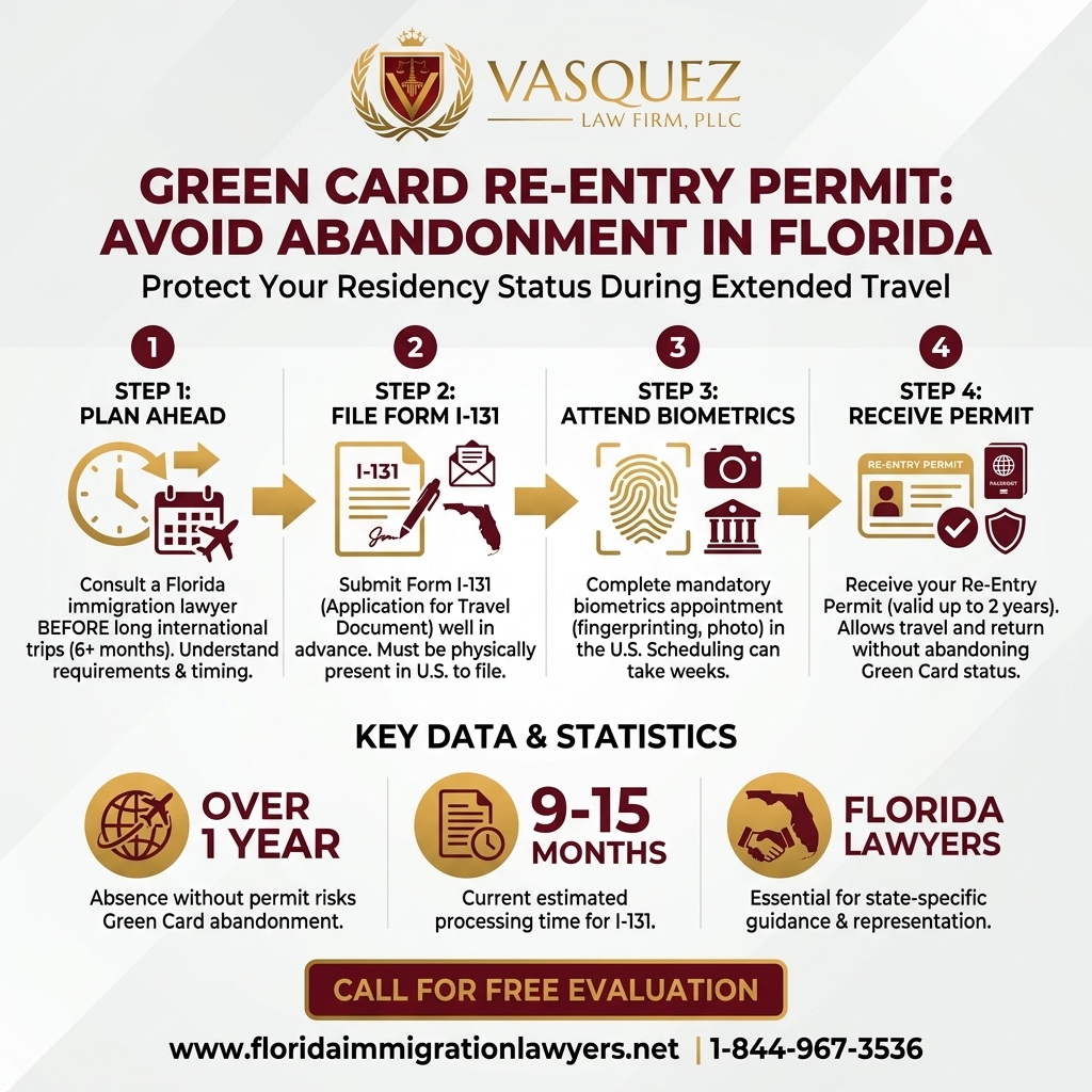 Process Timeline for Green Card Re-Entry Permit: Avoid Abandonment in Florida