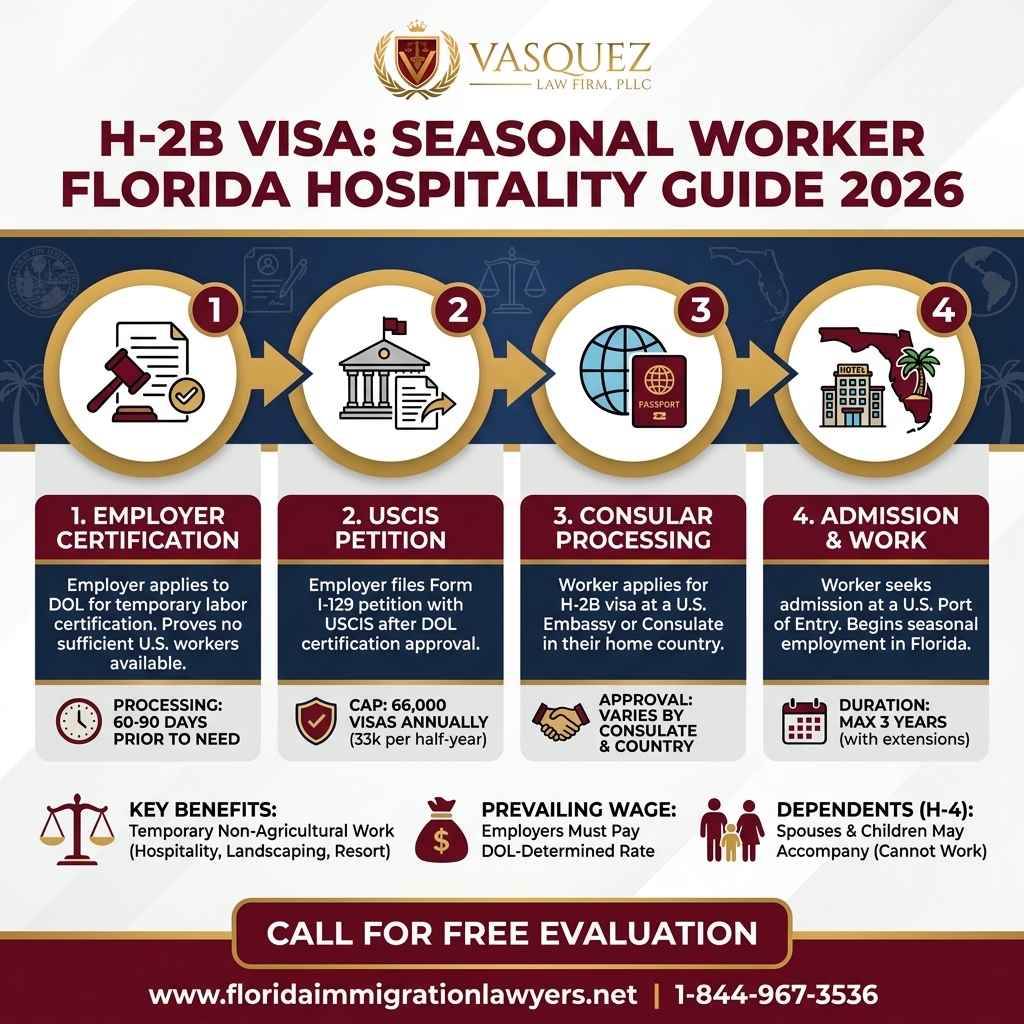 Process Timeline for Visa H-2B: Guía Trabajador Estacional Hostelería Florida 2026