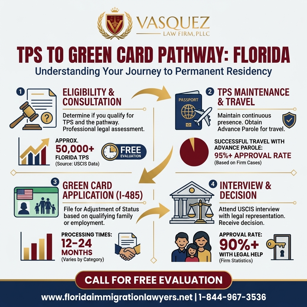 Process Timeline for TPS to Green Card Pathway in Florida