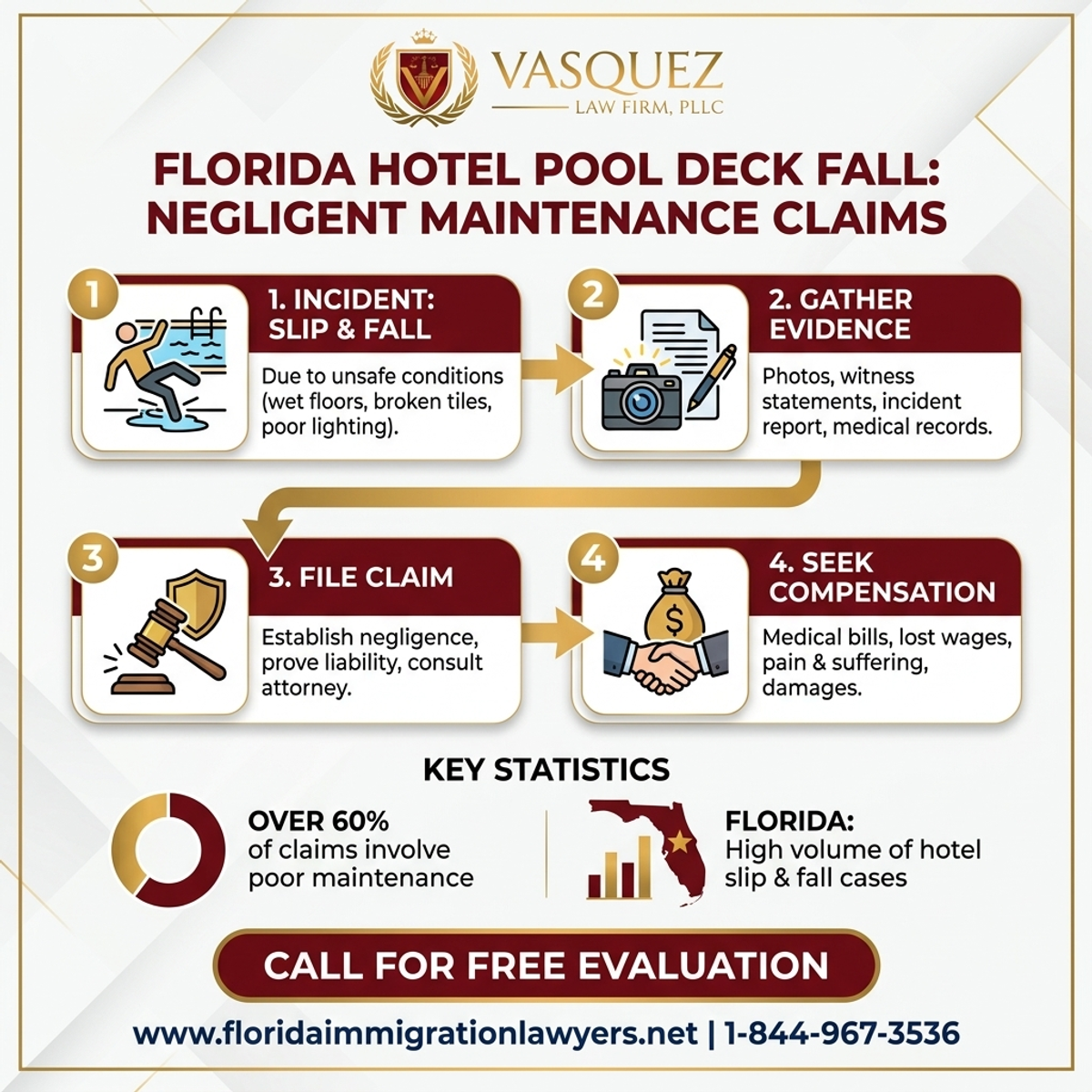 Key Statistics and Data for Caída en la piscina del hotel en Florida: Reclamos por mantenimiento negligente